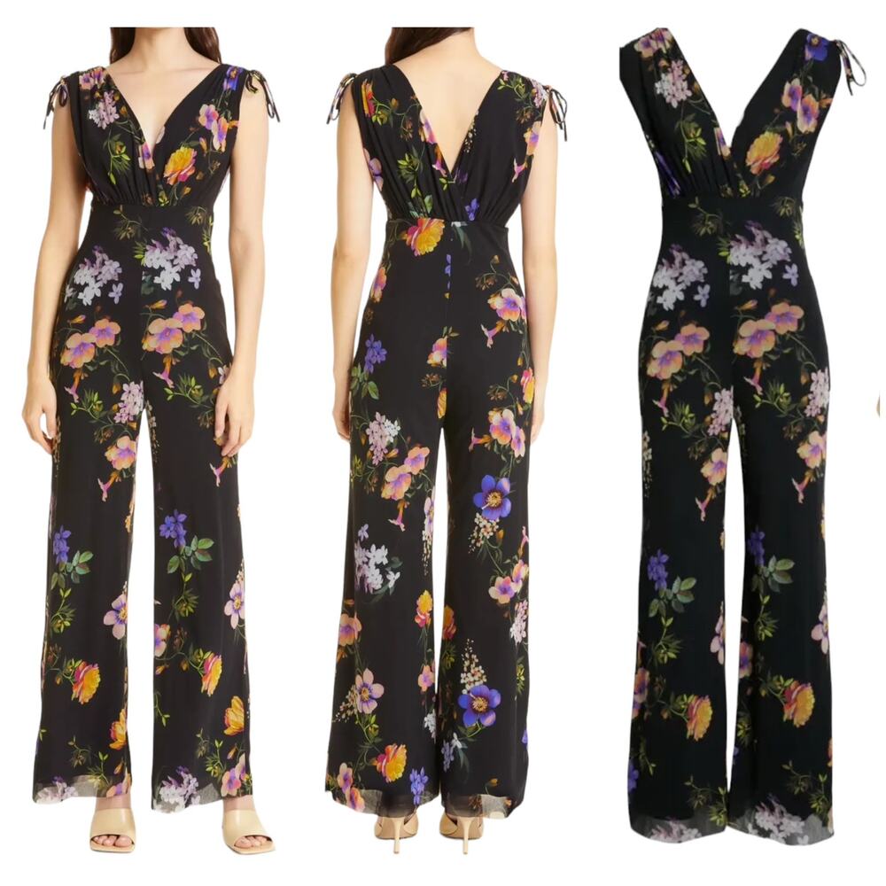 Fuzzi Jean Paul Gaultier NWT Floral Sleeveless Mesh Jumpsuit XXS Shoulder Tie